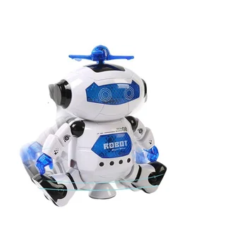 360 Degree Rotating Dancing Robot Toy for children with a playful robot character design.