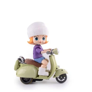 Motor Tide Flow Car Toy displayed with the scooter-riding doll and original retail box.
