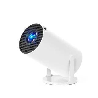 Portable Mini Projector shown from the front with a large projection lens and ventilation grille.