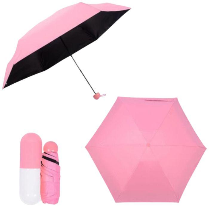 Folded mini capsule umbrella designed for easy carrying