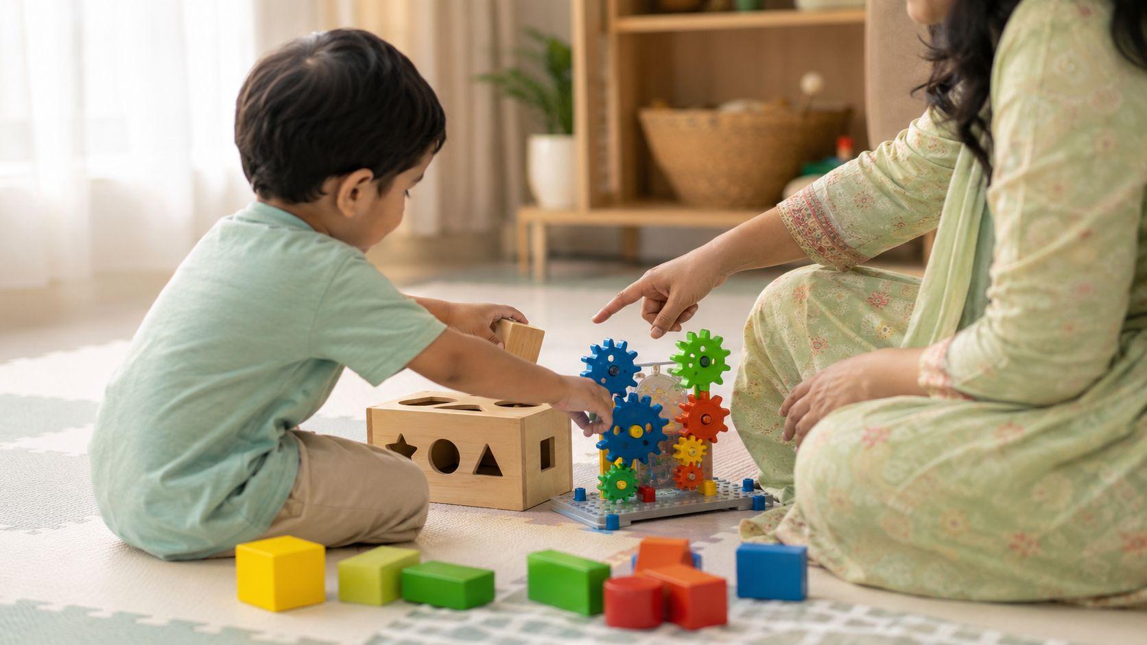 অভিভাবকের তত্ত্বাবধানে শিশুর Educational Toy দিয়ে খেলা