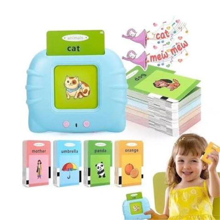 Talking Flash Card Learning Toy with a pink card reader and colourful educational cards.