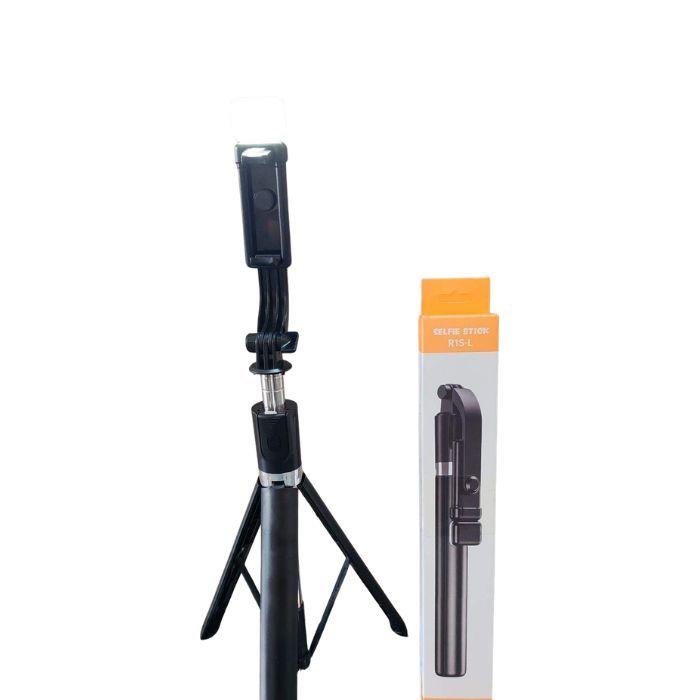 R1S-L Selfie Stick Tripod displayed beside its original retail packaging.