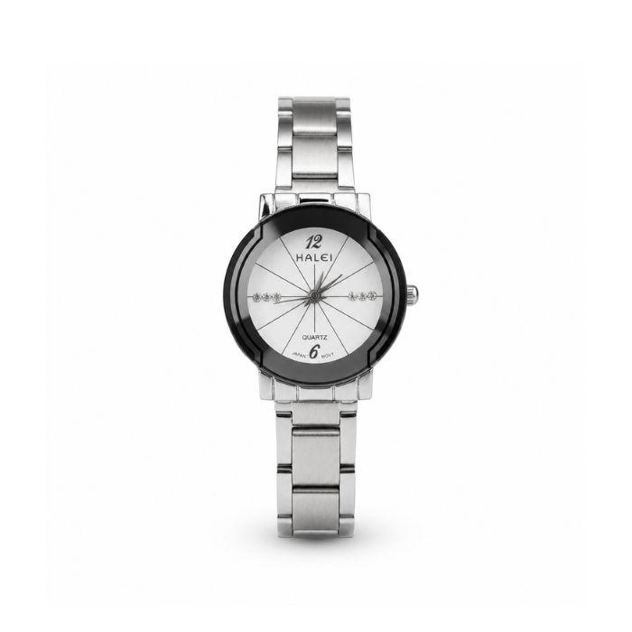 Halei Quartz Watch with silver stainless steel band