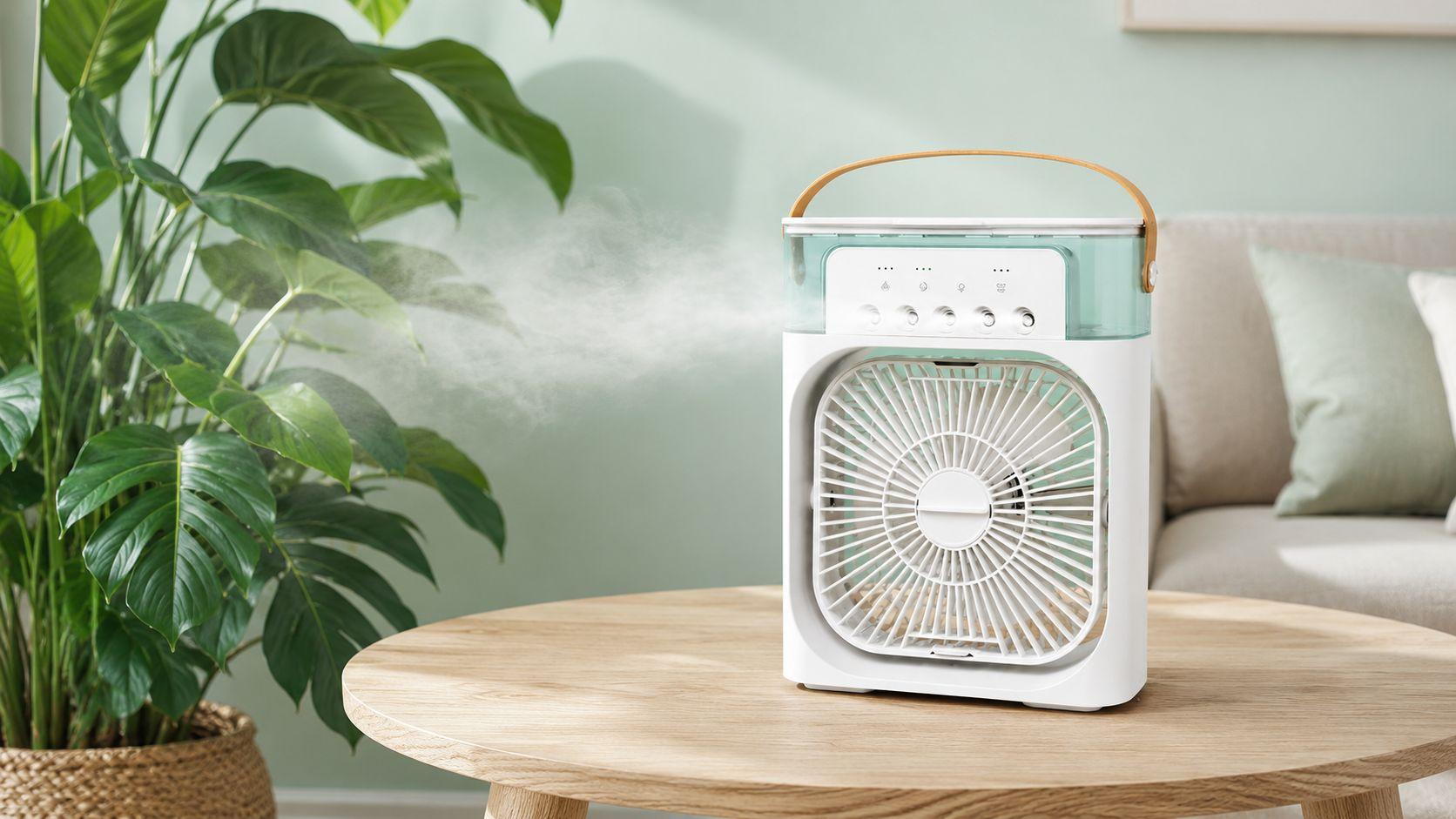 Portable air cooler used in bedroom for comfortable home cooling