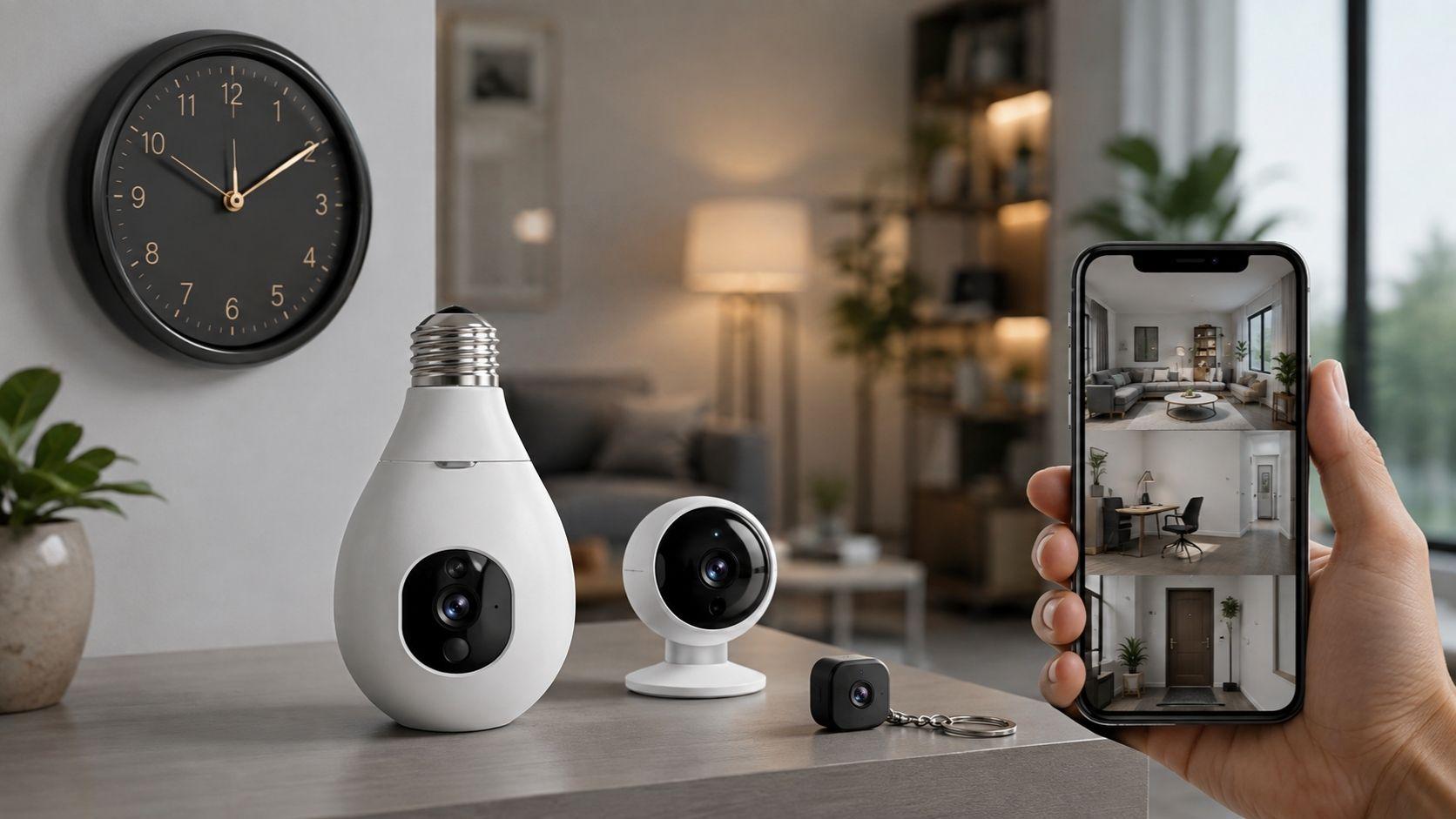 Camera Buying Guide showing a 1080P WiFi camera for indoor monitoring
