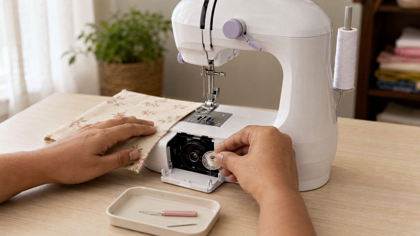 Bobbin ও scrap fabric দিয়ে Mini Sewing Machine প্রথমবার setup